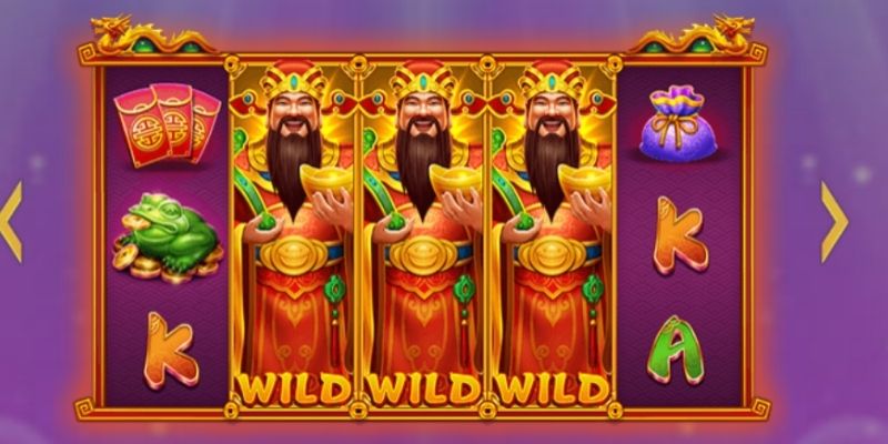 Giao diện chơi game Thần Tài ngập tràn biểu tượng may mắn